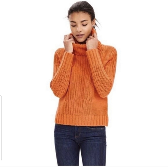 Orange Banana Republic Italian Yarn wool, alpaca, acrylic sweater small - Picture 2 of 14